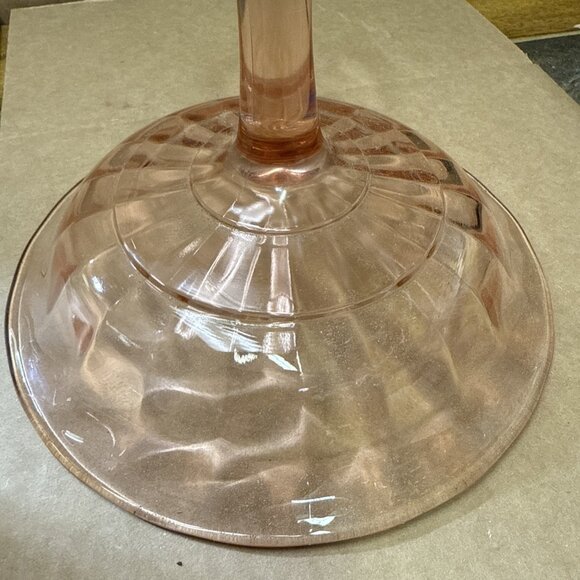 Vintage Glass 5" Tall Pink Depression Glass Compote Open Candy Bowl 6.75” Across - Picture 6 of 6